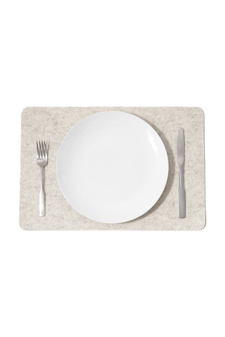 Merino Wool Rectangle Placemat, Main, color, Heather White