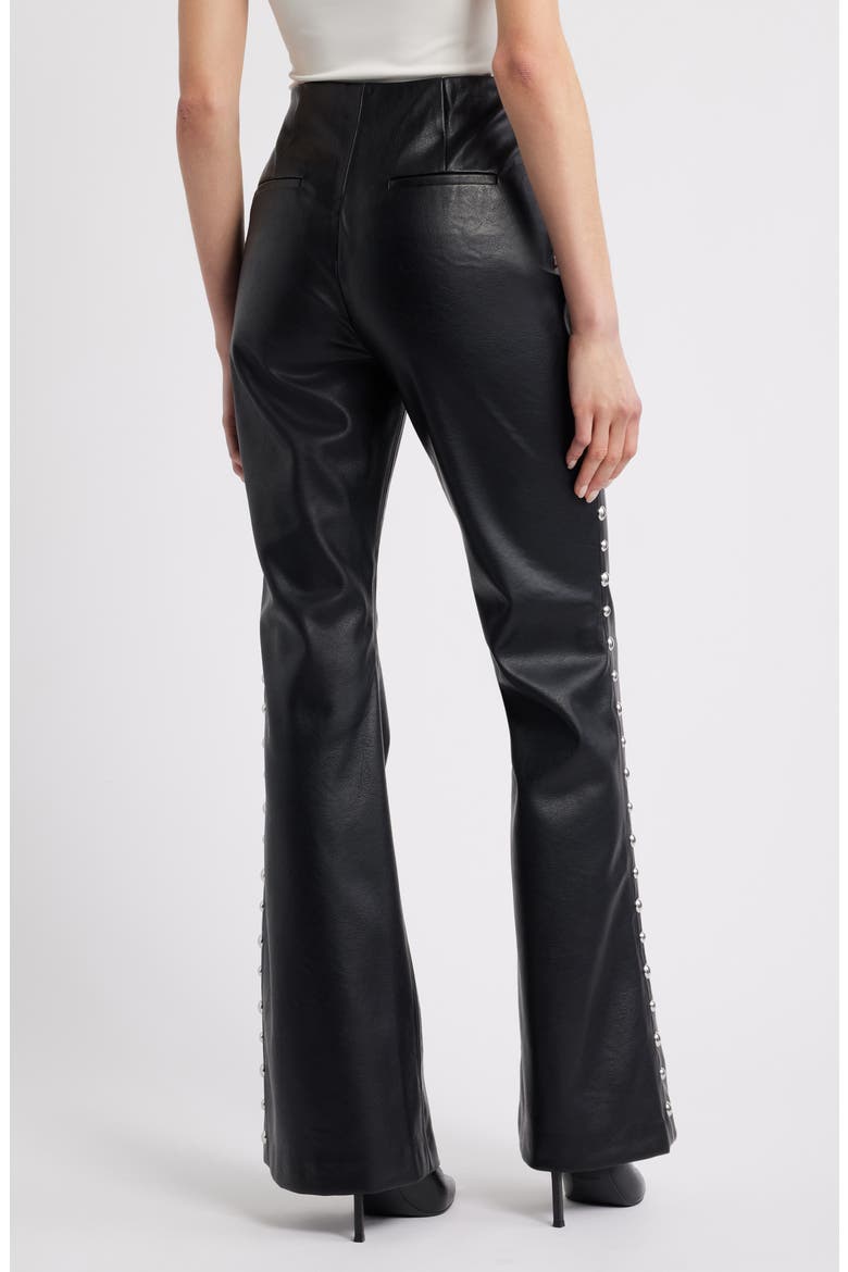 Ares Flare Faux Leather Pants, Alternate, color, BLACK