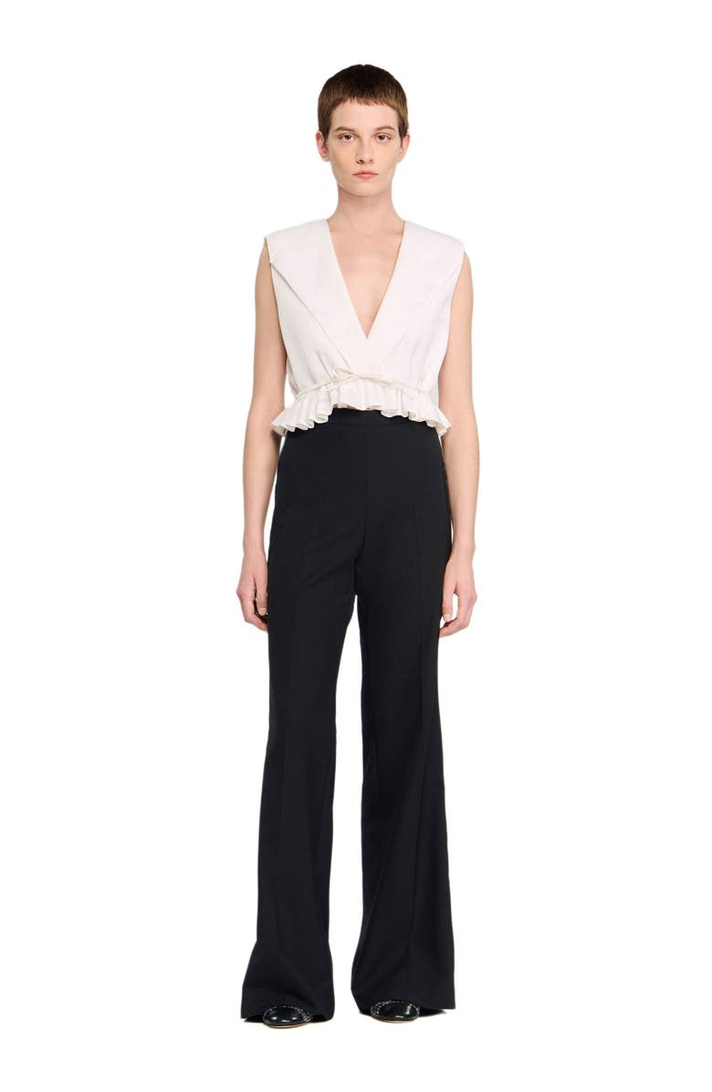 SANDRO Satin stripe suit trousers, Alternate, color, Black