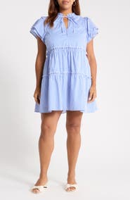 SUGARLIPS Sherah Tiered Stripe Cotton Dress