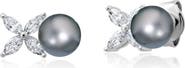 Crislu XOXO Grey Pearl & Cubic Zirconia Stud Earrings