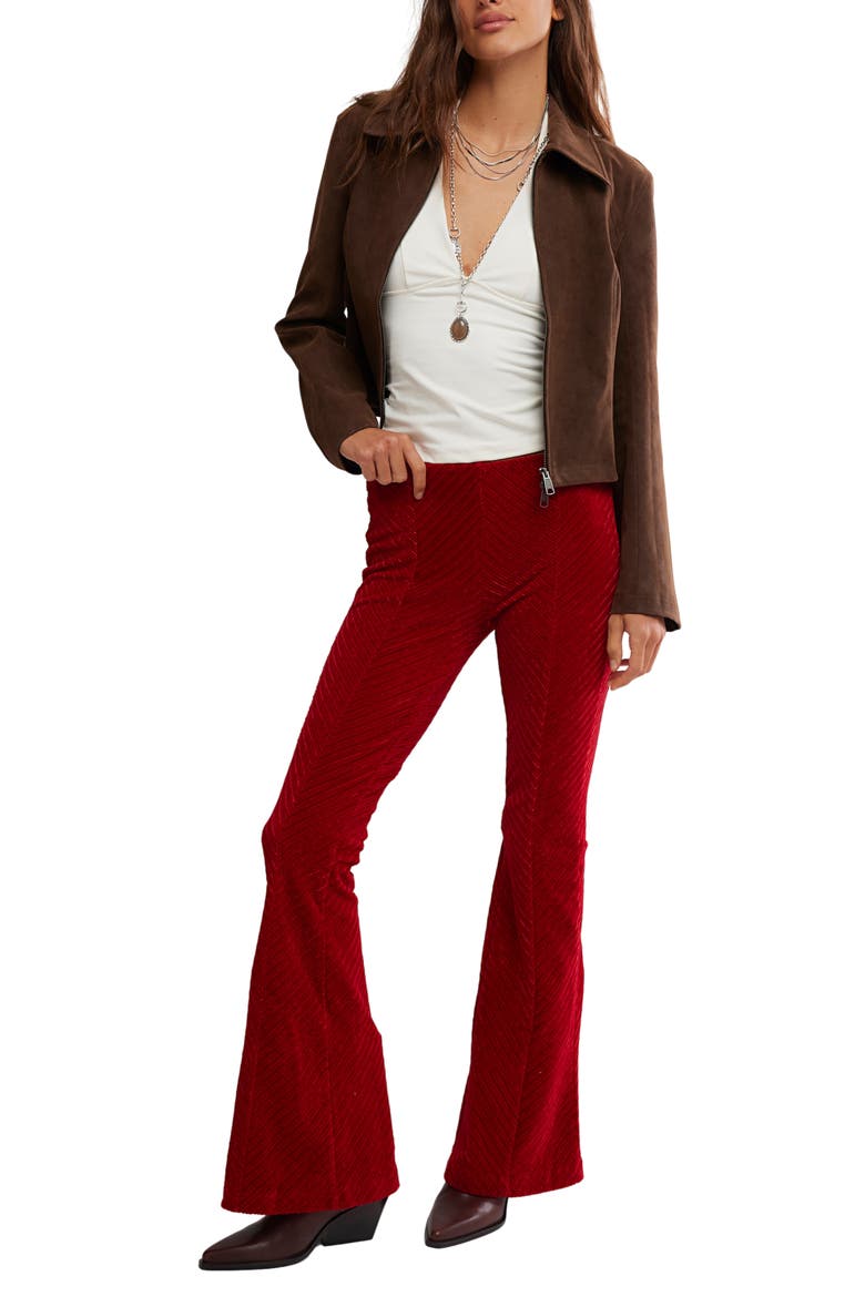 Penny Flare Velvet Pants, Alternate, color, SALSA