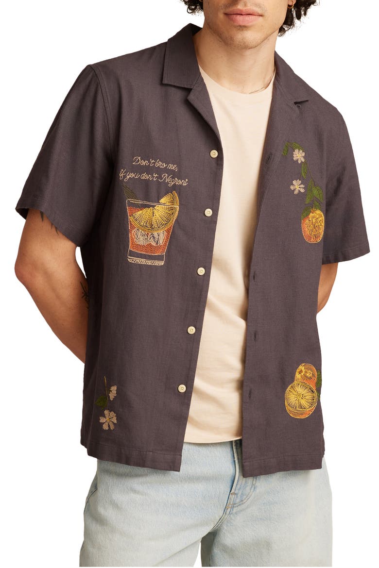 Vice Embroidered Cotton Camp Shirt, Main, color, PHANTOM MULTI