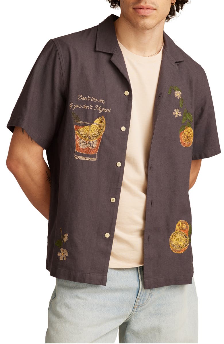 Lucky Brand Vice Embroidered Cotton Camp Shirt, Main, color, 