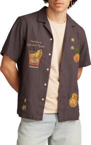 Lucky Brand Vice Embroidered Cotton Camp Shirt