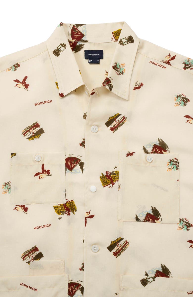 Woolrich Mountain Print Short Sleeve Button-Up Shirt, Alternate, color, 