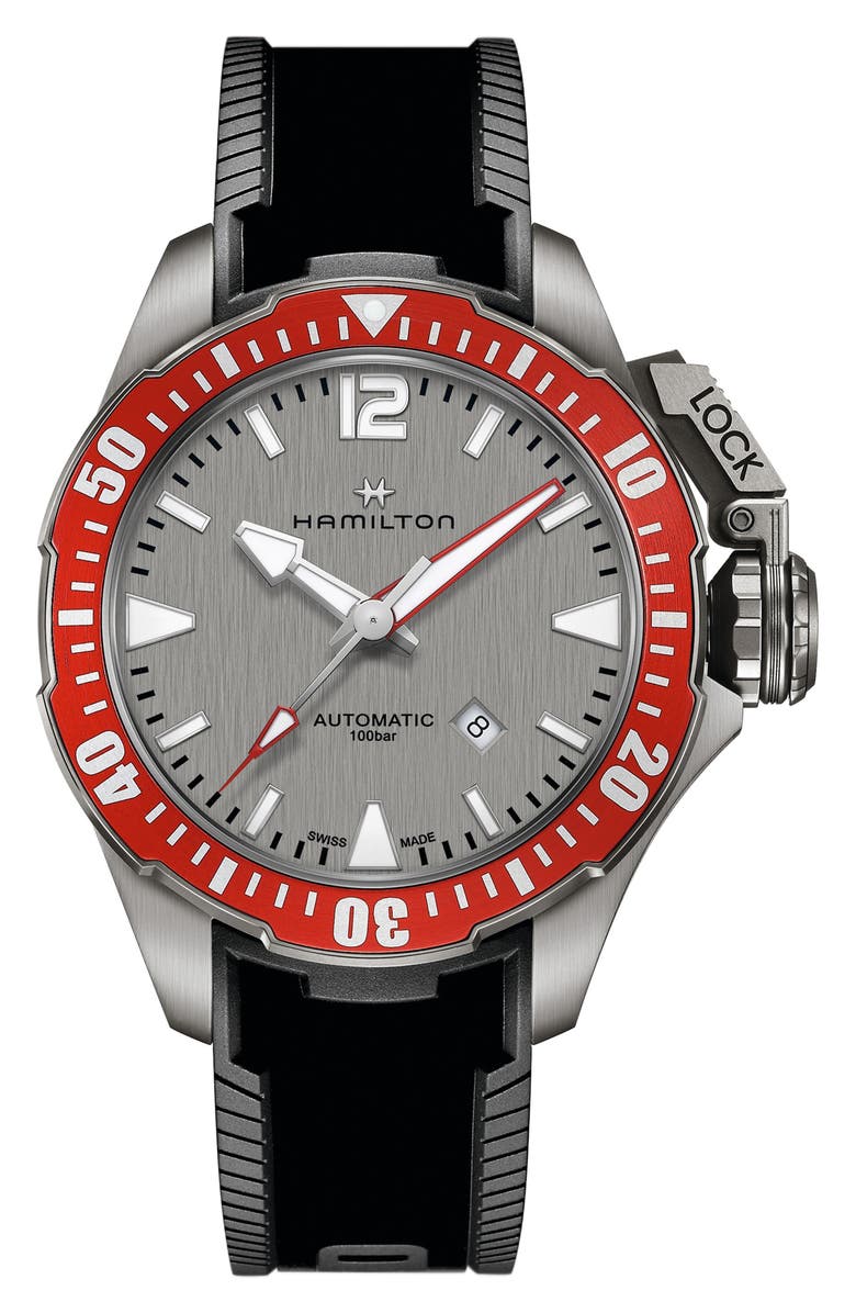 Hamilton Khaki Frogman Titanium Rubber Strap Watch, 46mm | Nordstrom