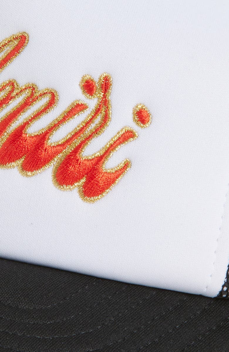 AMIRI Groovy Trucker Hat, Alternate, color, Black