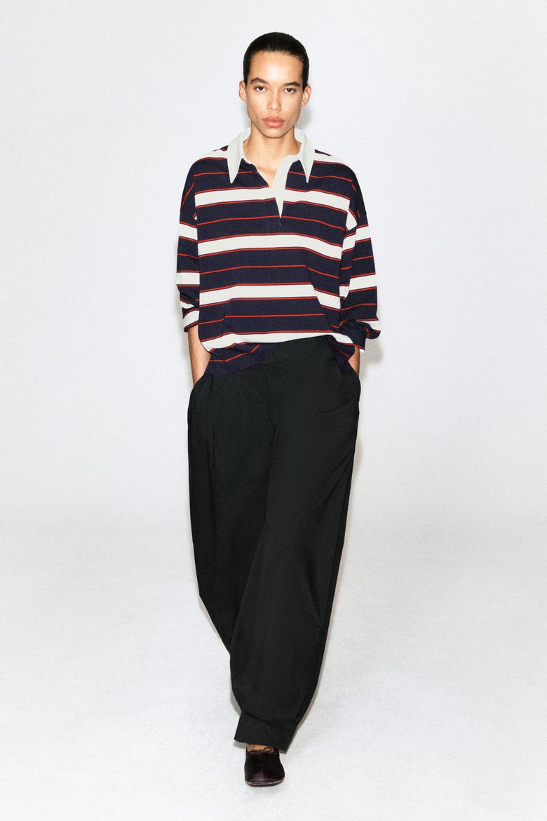 Striped Cotton Rugby Shirt, Alternate, color, NAVY / RED / STRIPED
