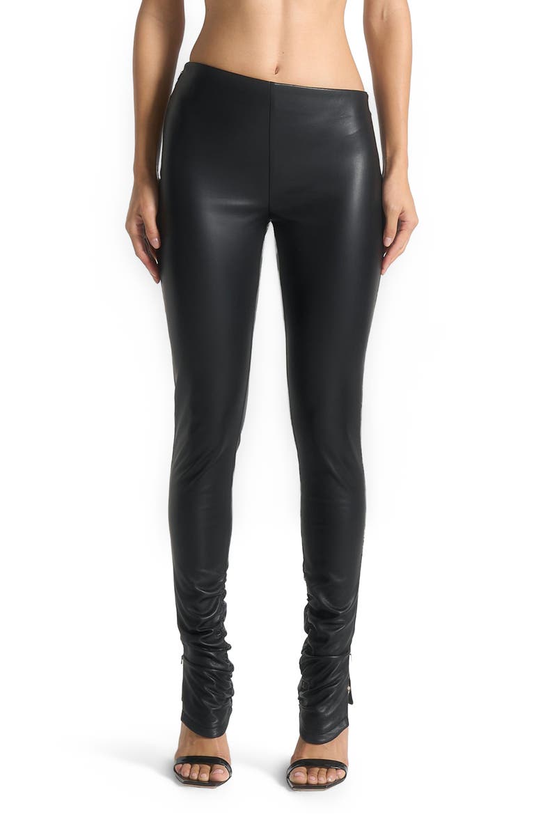 Manière De Voir Clara Leather Angled Waistband Leggings, Alternate, color,