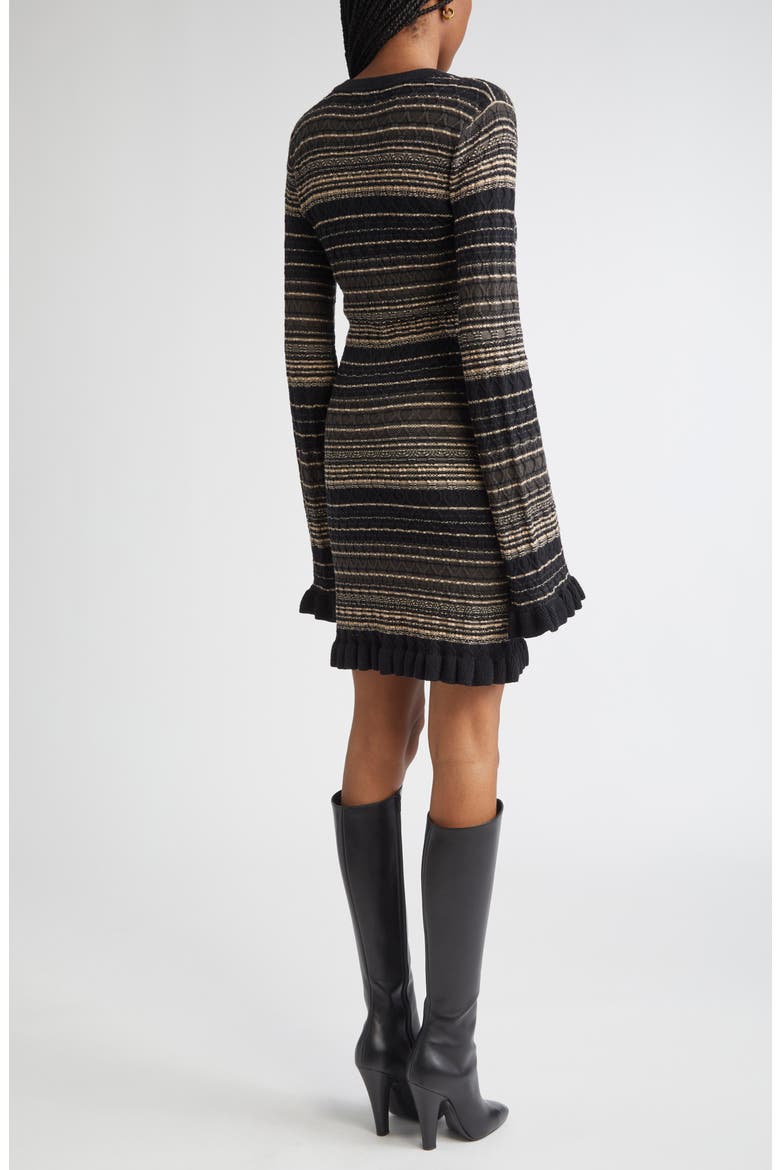 Mary Stripe Long Sleeve Wool Blend Sweater Dress, Alternate, color, DEEP OLIVE CABLE