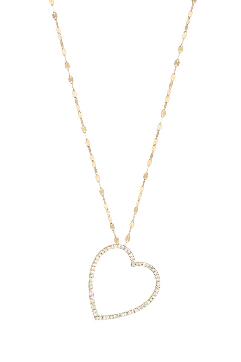 Hanging Heart 14K Gold Diamond Pendant Necklace, Main, color, 14K YELLOW GOLD