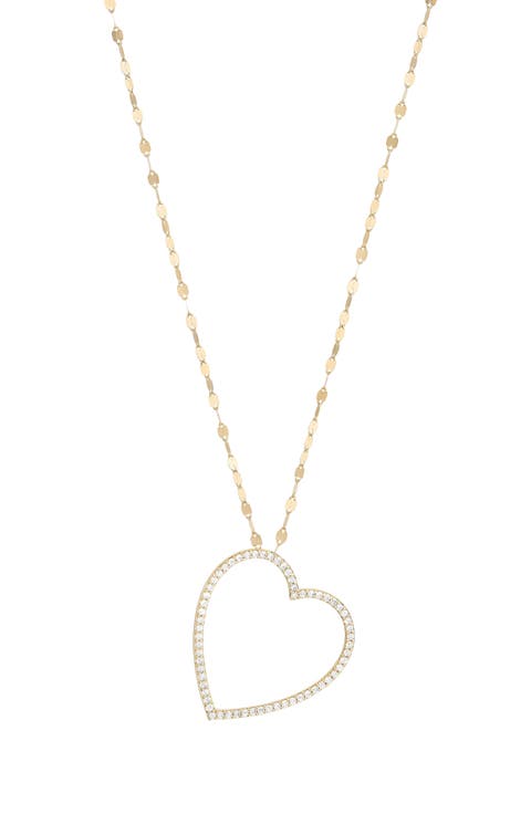 Hanging Heart 14K Gold Diamond Pendant Necklace