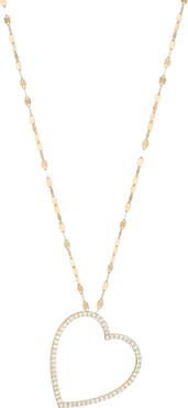 LANA Hanging Heart 14K Gold Diamond Pendant Necklace