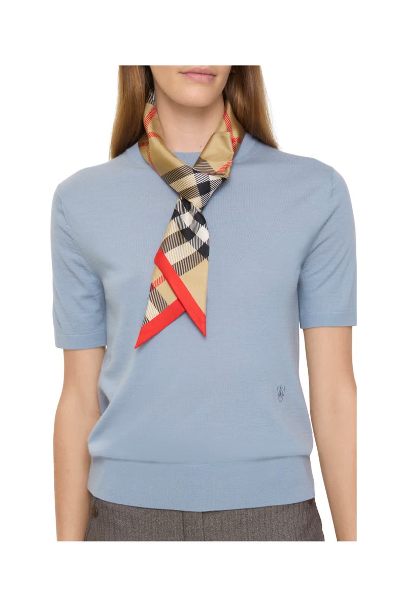 Burberry Skinny Check Silk Scarf, Alternate, color, Sand Beige