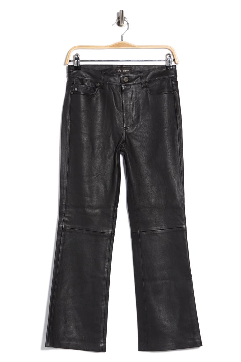 Farrah High Waist Crop Bootcut Leather Jeans, Main, color, TRUE BLACK