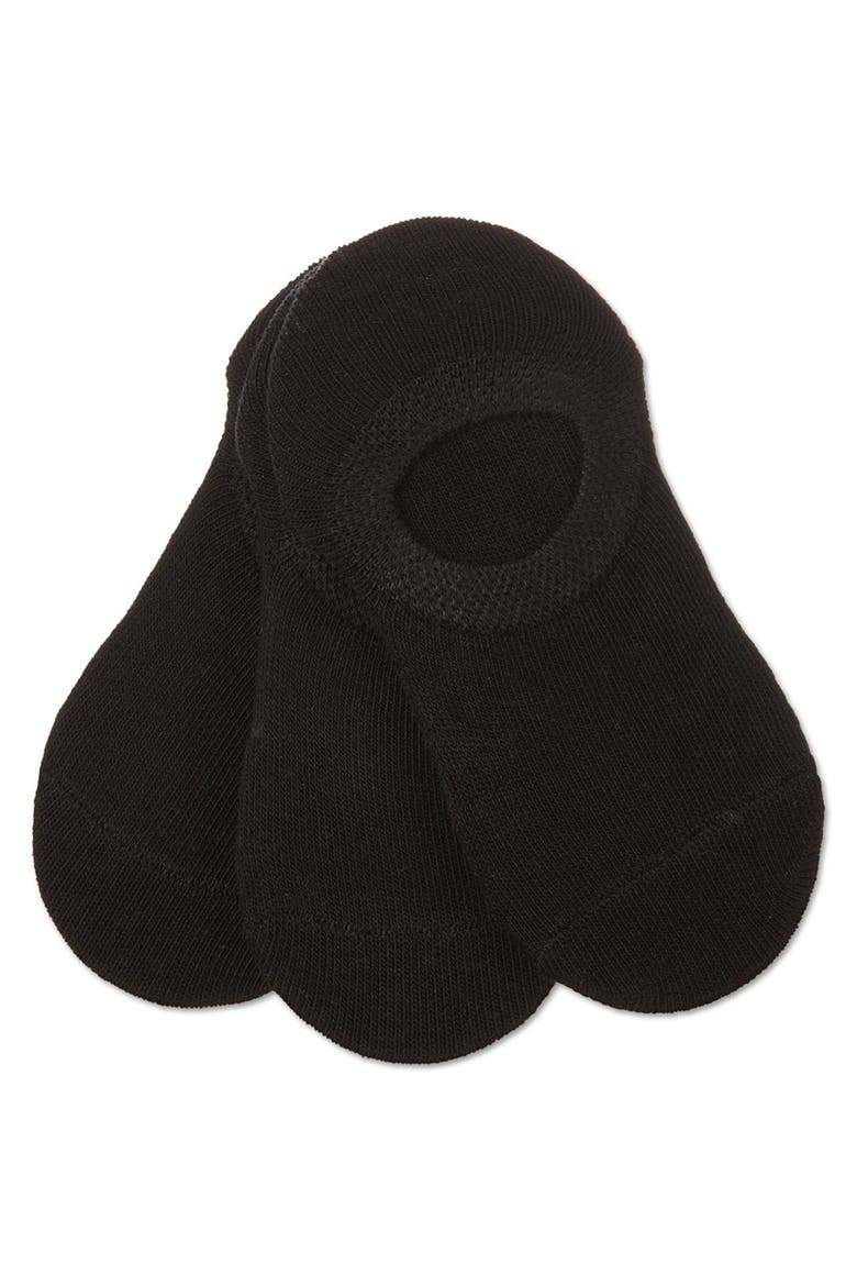 Girls' 3 Pair Pack No Show Sneaker Liner Socks, Main, color, Black-Black-Black