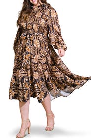 FLYING TOMATO Geometric Floral Shirtdress