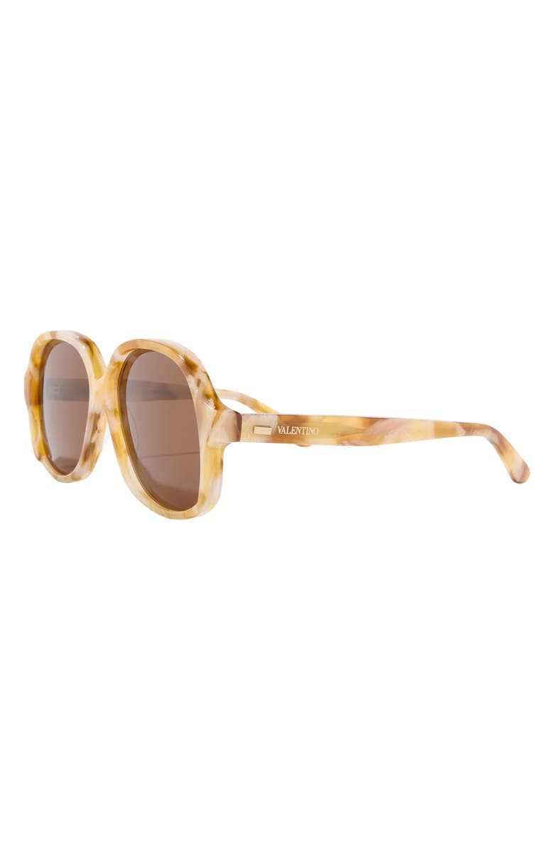 Valentino 50mm Polarized Round Sunglasses, Alternate, color, Marble Marble Brown