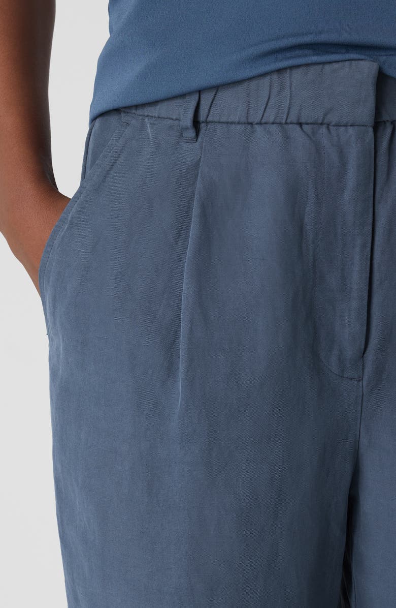 Eileen Fisher Pleated Organic Linen & Silk Ankle Pants, Alternate, color, Eclipse
