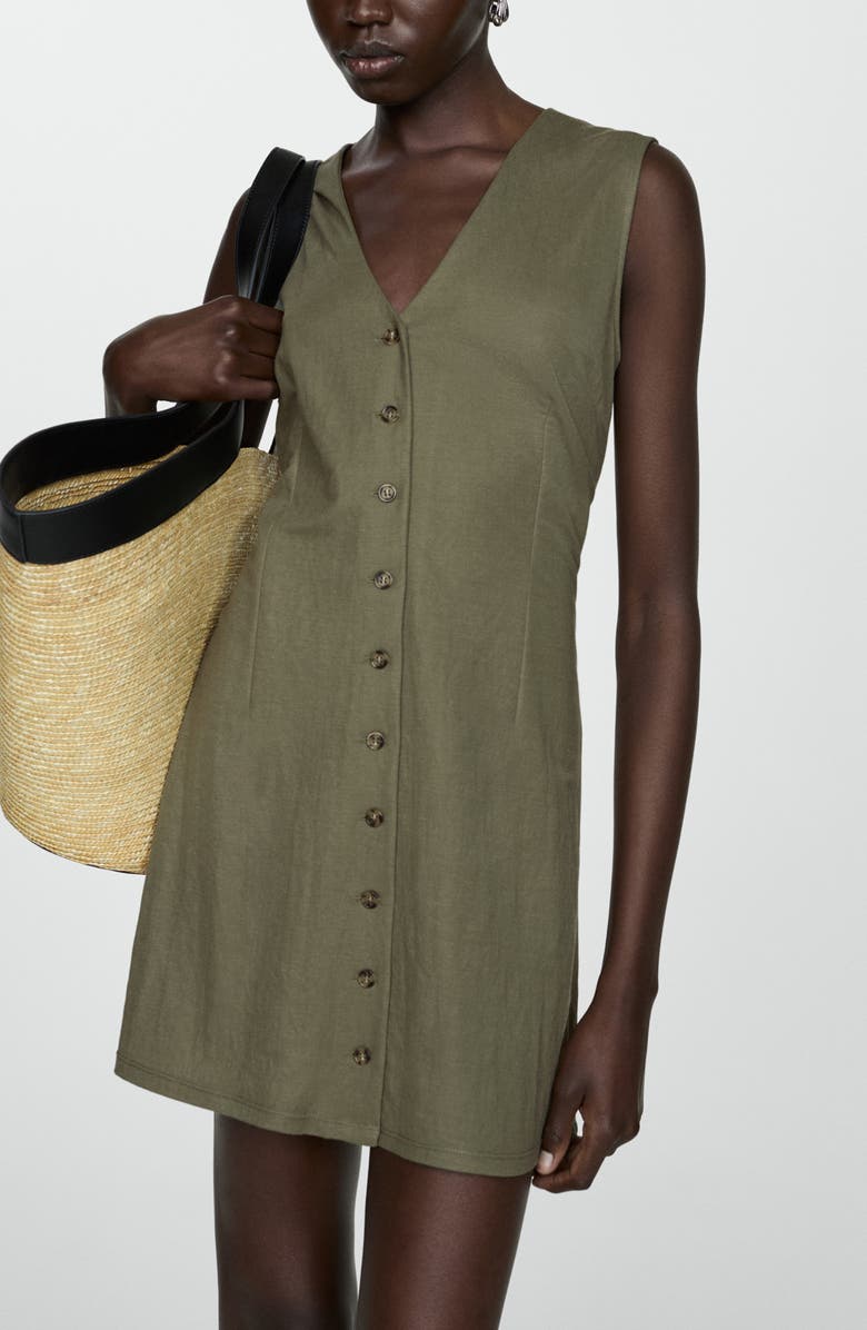 MANGO Sleeveless Button-Up Dress, Alternate, color, 