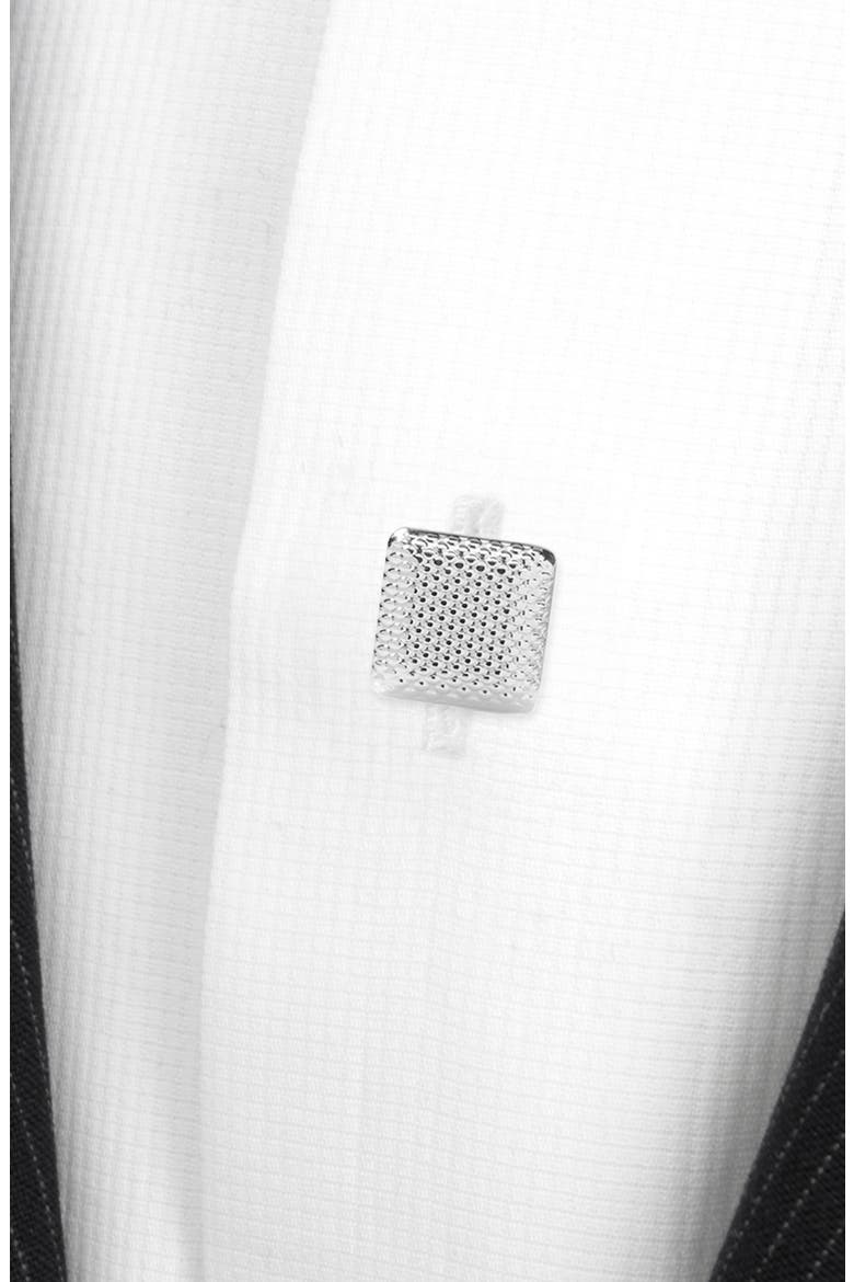 Men's Set of 5 Textured Square Shirt Studs, Alternate, color, SILVER