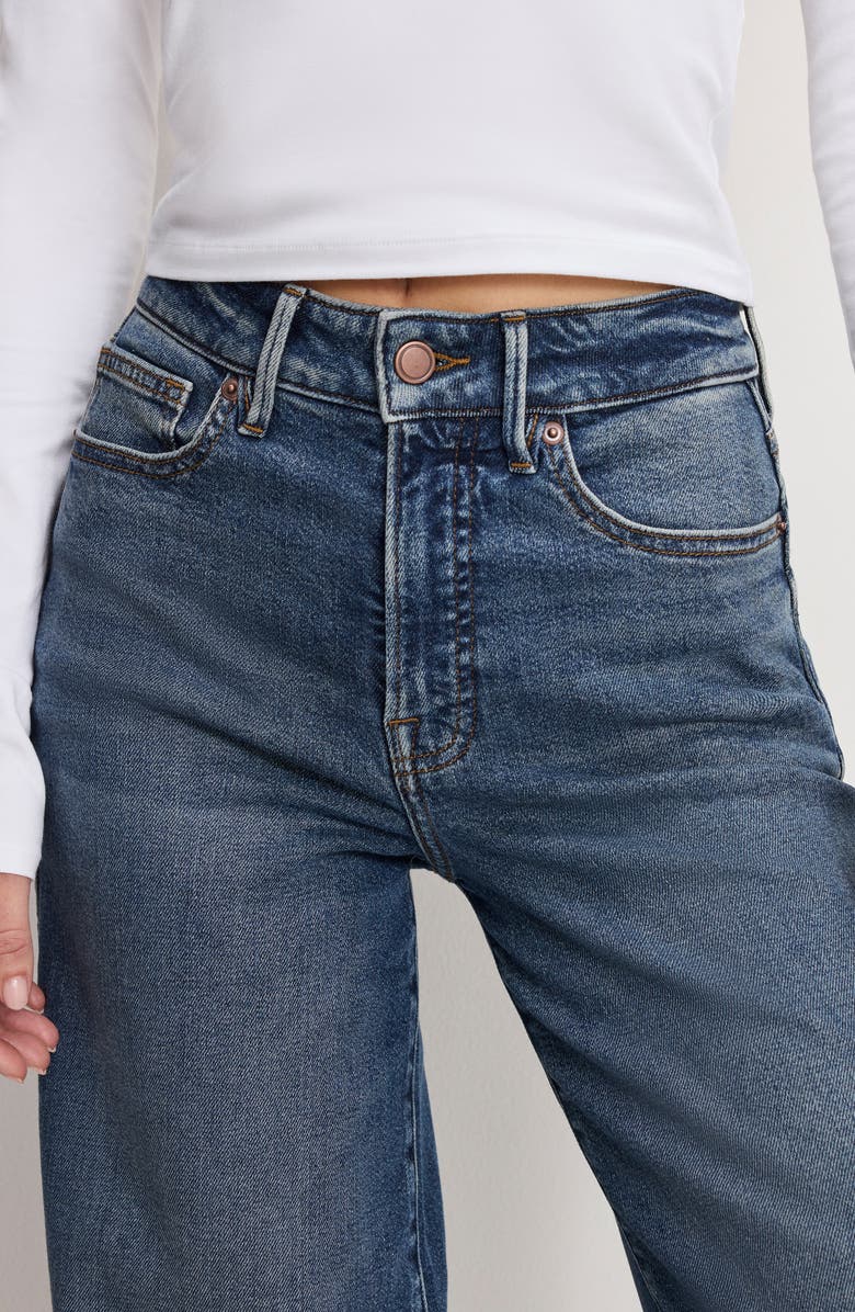 Good American Good Skate Ankle Wide Leg Jeans, Alternate, color,