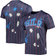 FISLL Men's FISLL Navy Philadelphia 76ers Striped Splatter T-Shirt