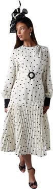 Coast Long Sleeve Pleated Midi Dress