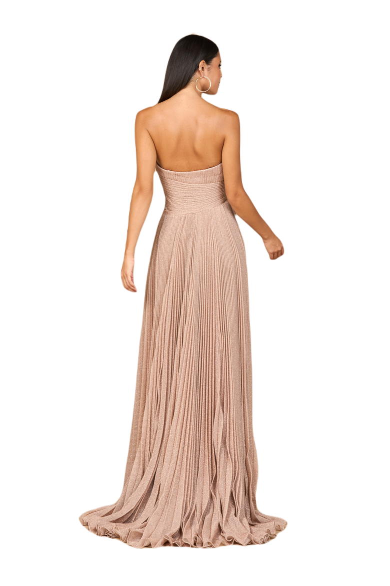 Flowing Pleated, Strapless Dress, Alternate, color, Chamapgne Rose