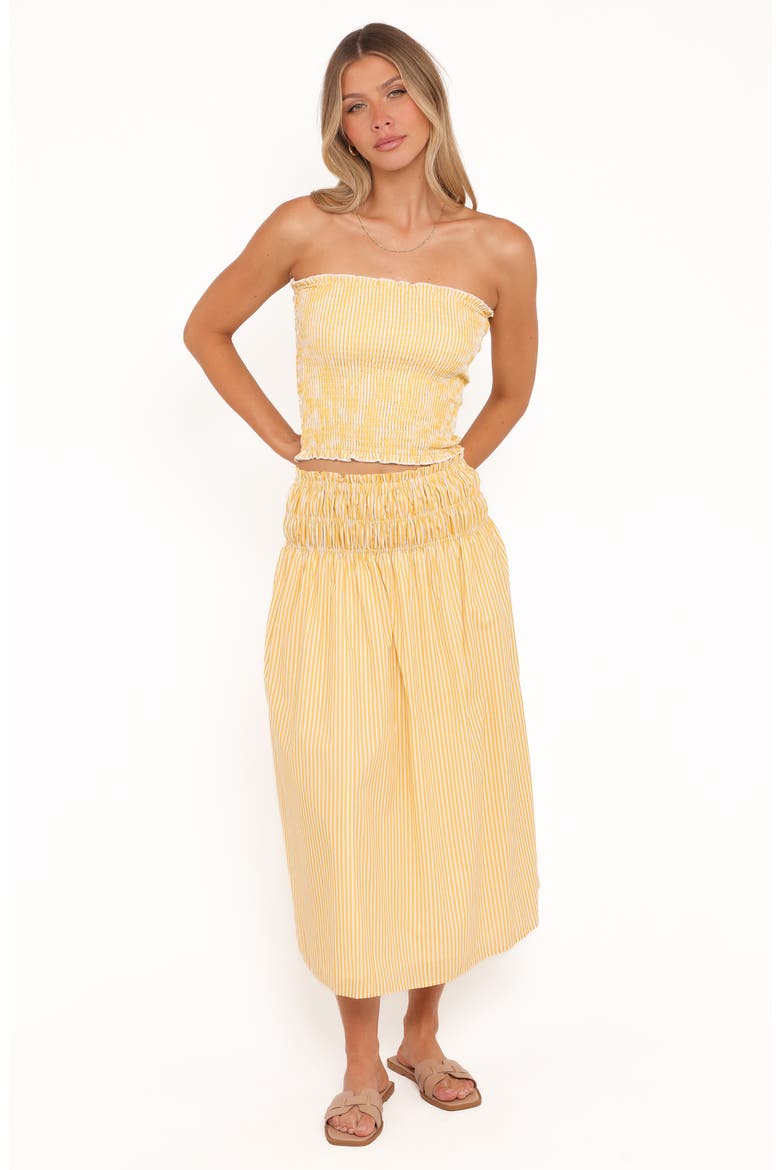 Salome Stripe Smocked Cotton Tube Top, Alternate, color, MANGO STRIPE