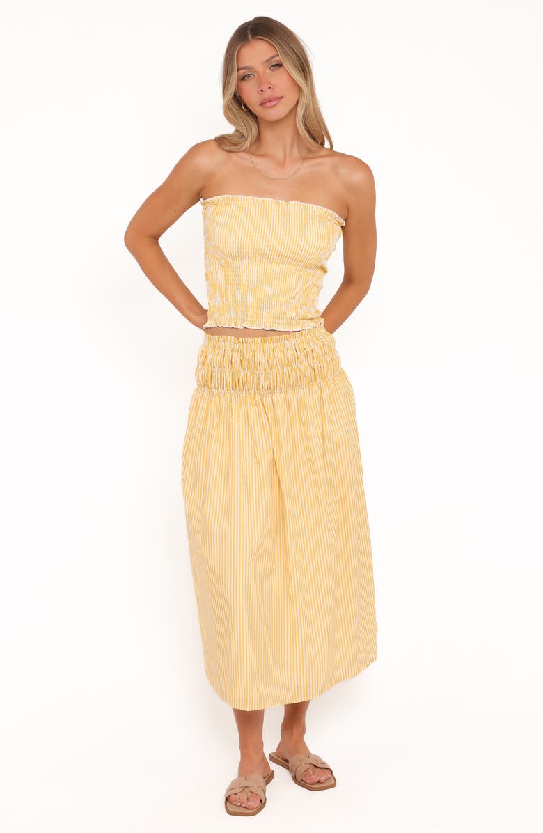 Petal & Pup Salome Stripe Smocked Cotton Tube Top, Alternate, color, Mango Stripe