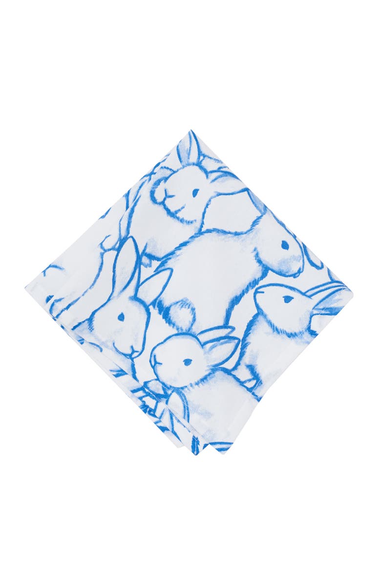 C&F Home Easter Bunny Blue Silhouettes 100% Cotton Set of 6 Cloth Napkins, Main, color, Blue