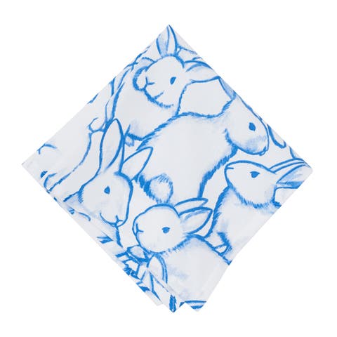 Easter Bunny Blue Silhouettes 100% Cotton Set of 6 Cloth Napkins