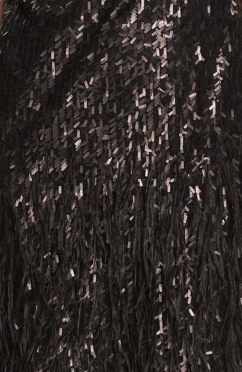 Jessica Simpson Sequin & Feather Detail Shift Dress, Alternate, color, 