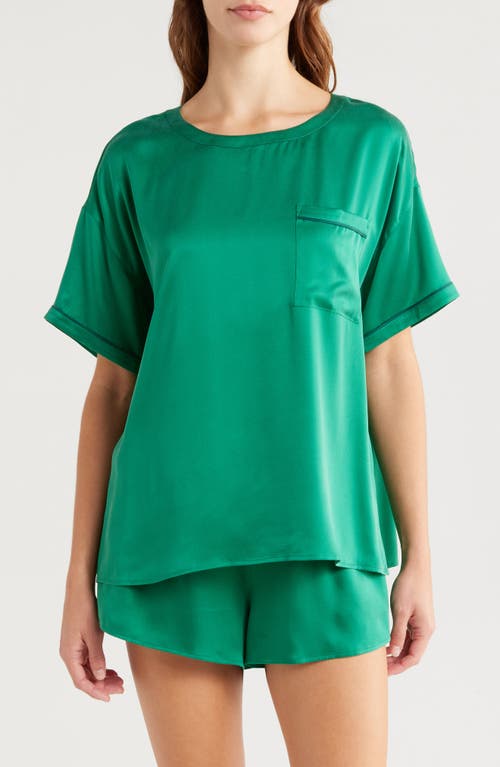 Lunya Washable Silk Short Pajamas in Estuarine Green/Noble Emerald 