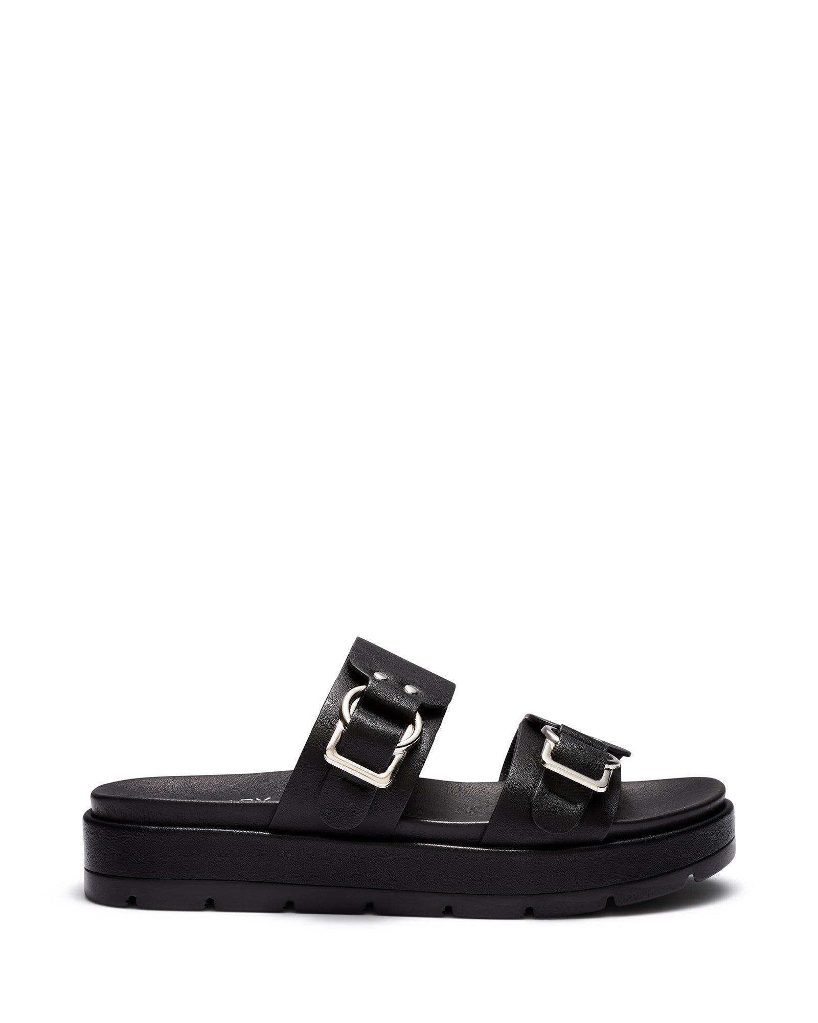 Litmus Open Round Toe Sandal, Alternate, color, Black Pu