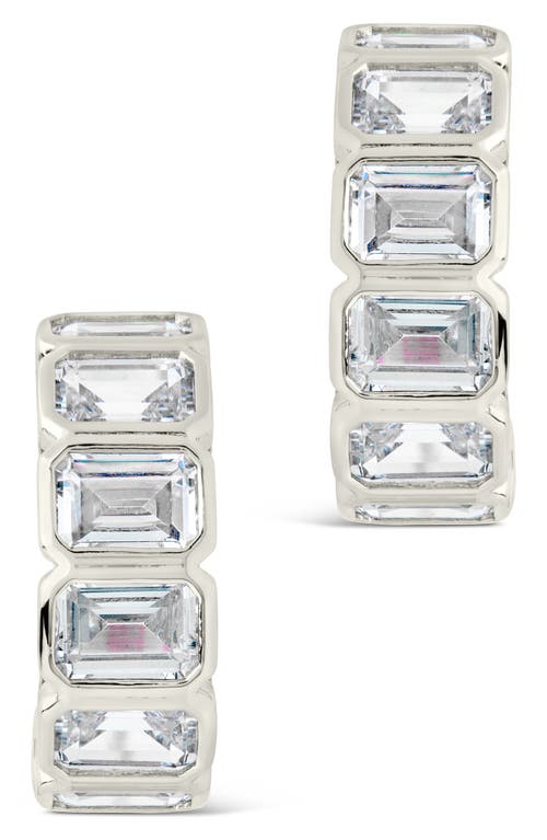 Sterling Forever Nyssa Baguette Cubic Zirconia Hoop Earrings In Multi