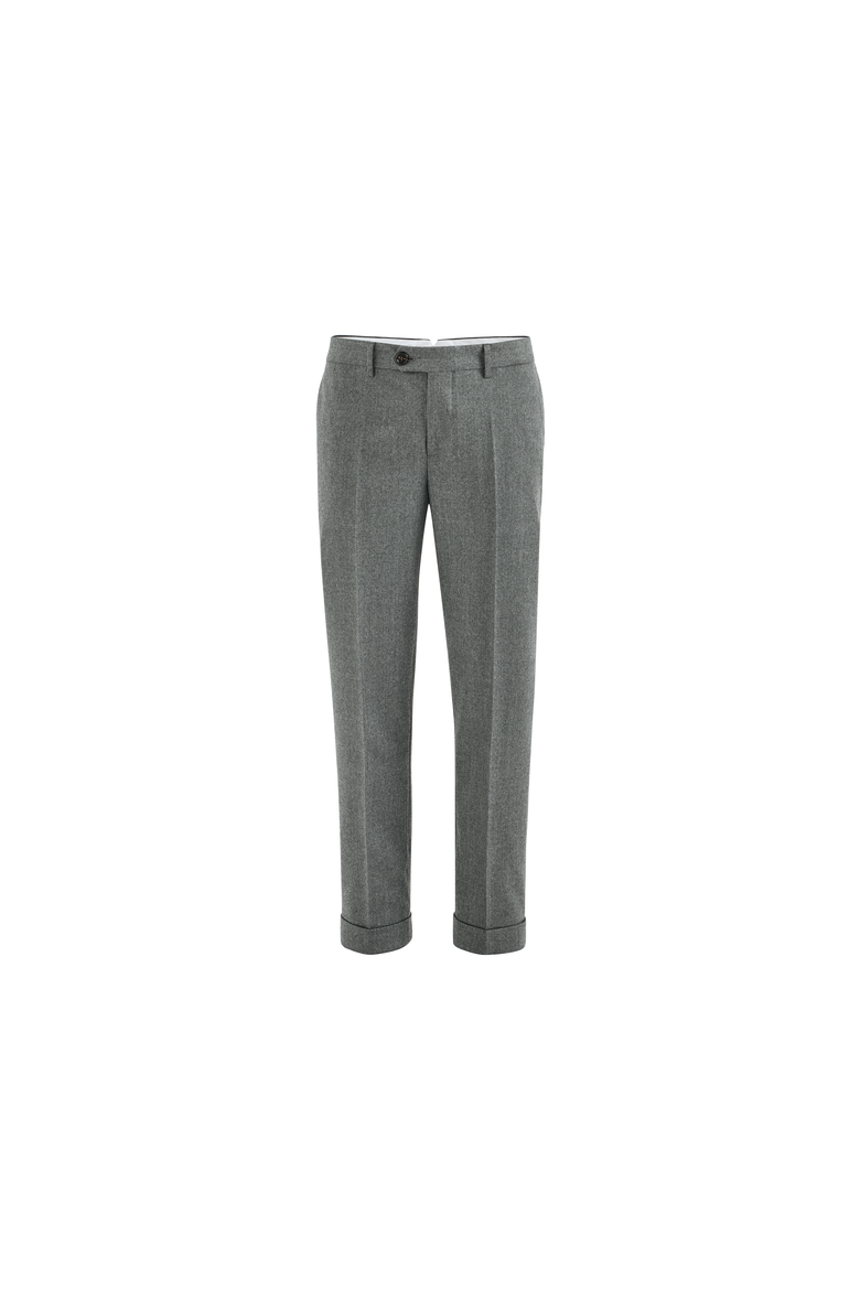 Virgin wool flannel Italian fit trousers, Alternate, color, Medium Grey
