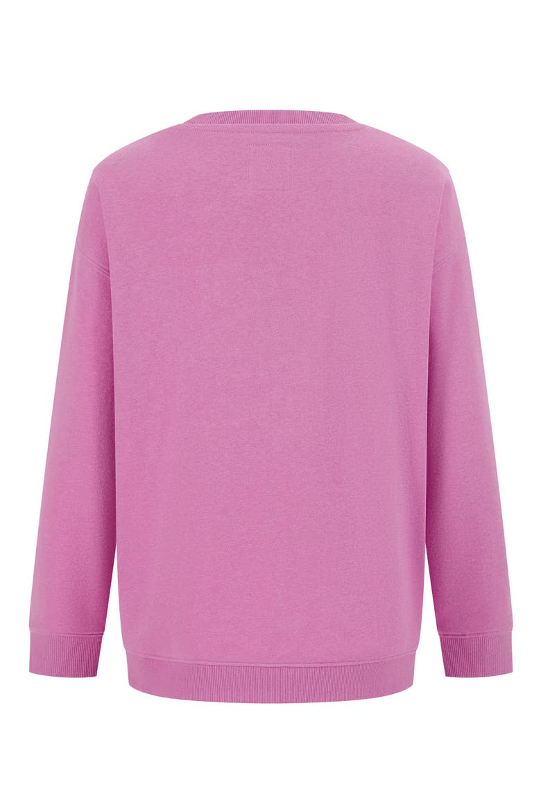 Kids' Arch Logo Oversize Cotton Blend French Terry Sweatshirt, Alternate, color, CYCLAMEN