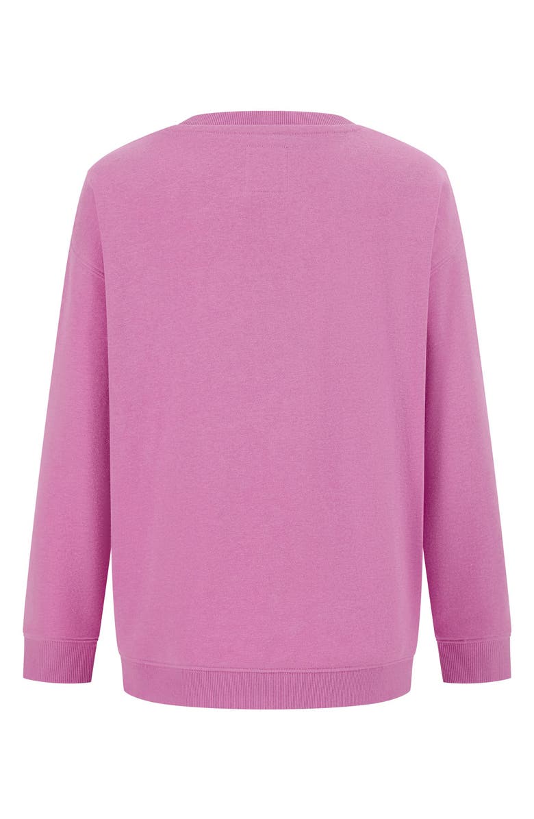 Billabong Kids' Arch Logo Oversize Cotton Blend French Terry Sweatshirt, Alternate, color, Cyclamen