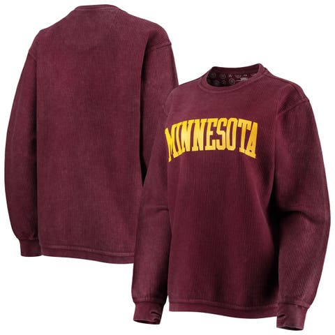 Women's Pressbox Maroon Minnesota Golden Gophers Comfy Cord Vintage Wash Basic Arch Pullover Sweatshirt
