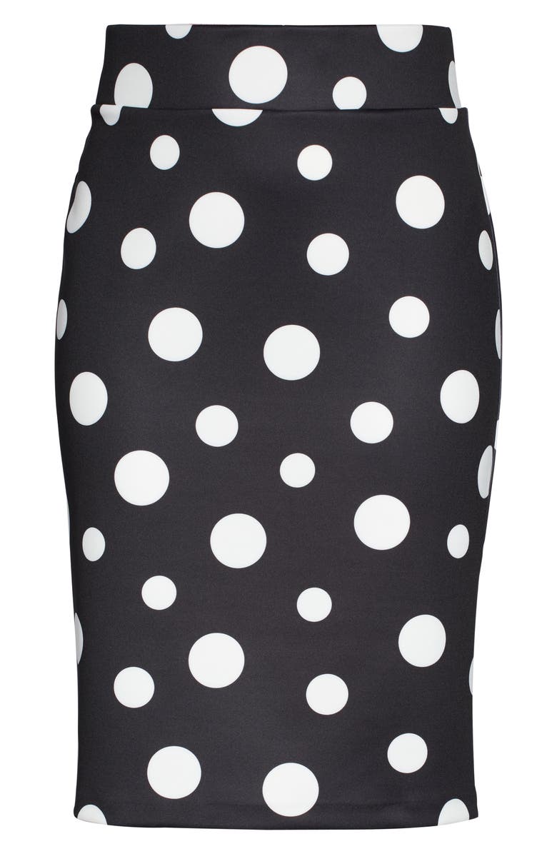 ELOQUII Polka Dot Neoprene Pencil Skirt, Alternate, color, 