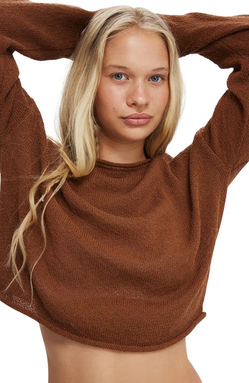 Cotton On Roll Over Boat Neck Sweater In Walnut
