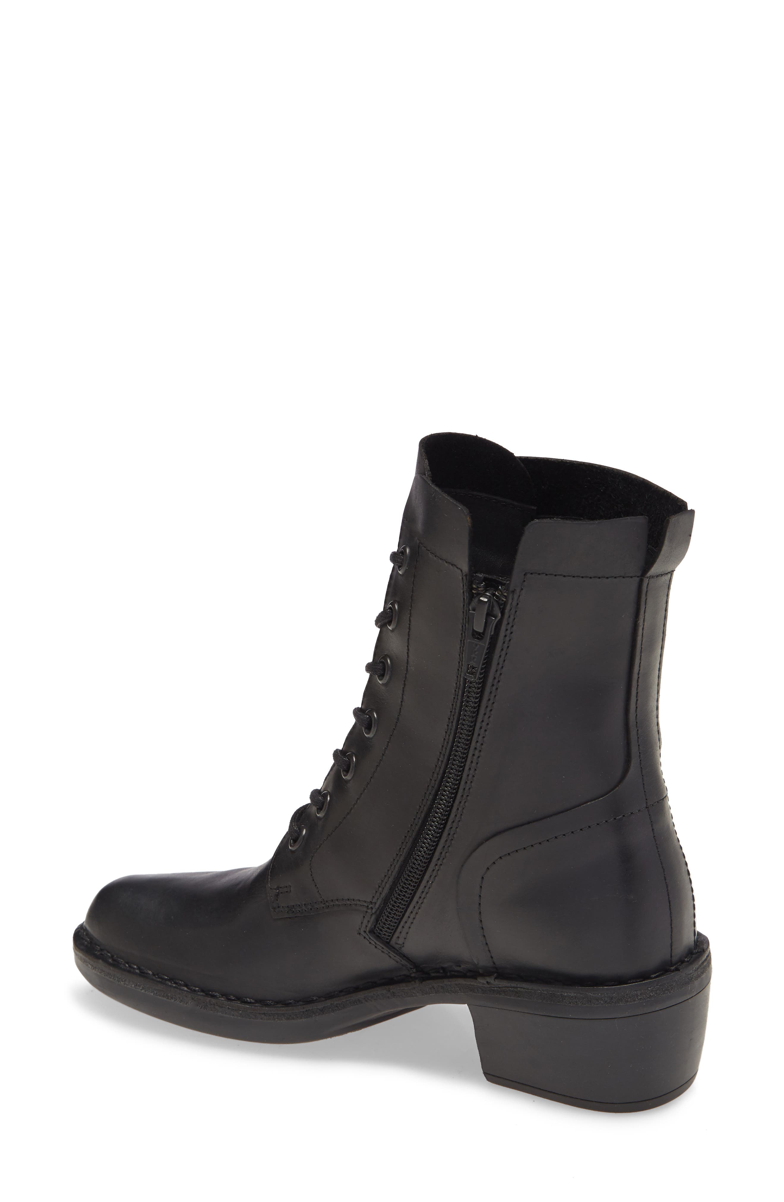 Fly London Milu Lace-Up Leather Boot, Alternate, color, Black Leather