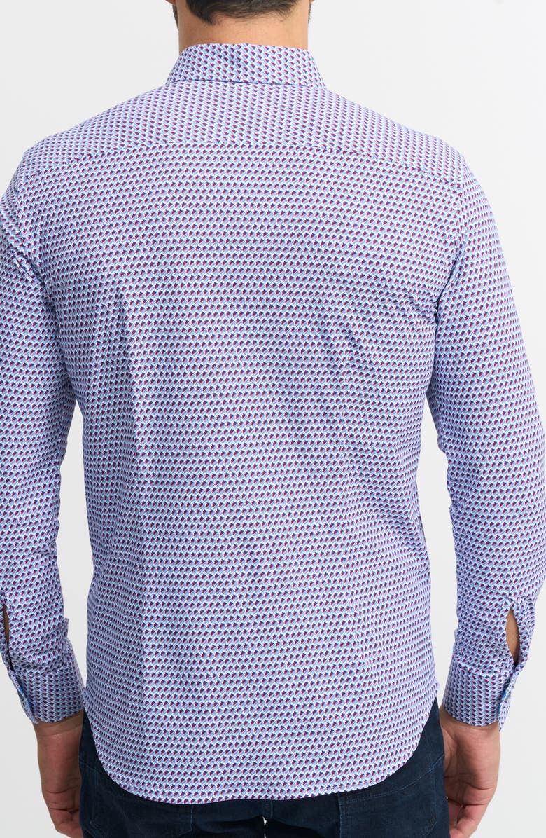 Robert Graham Trim Fit Geo Print Button-Up Shirt, Alternate, color, Blue Multi
