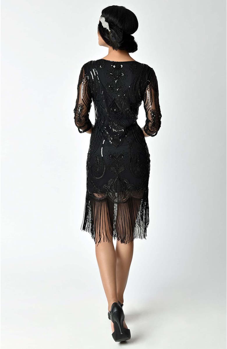 Unique Vintage 1920s Margaux Flapper Dress, Alternate, color, Black