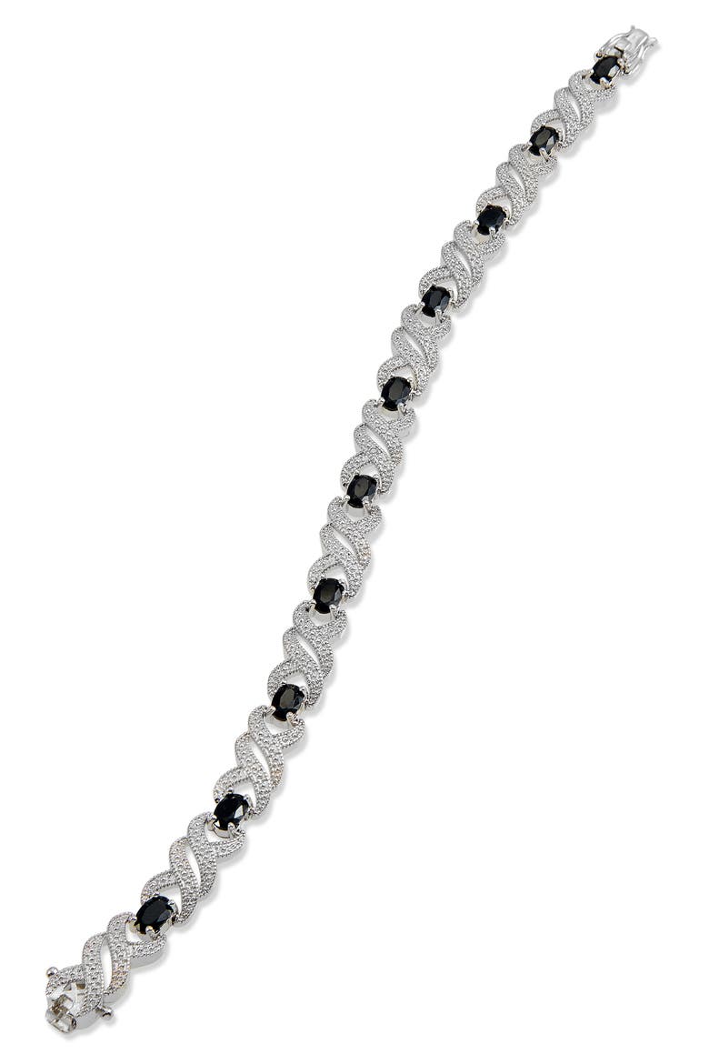 Sapphire & Cubic Zirconia Bracelet, Main, color, SILVER/ BLACK