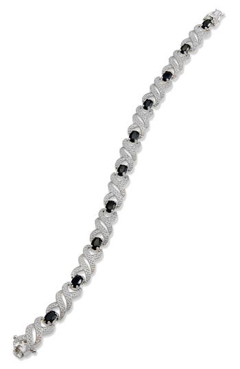 Savvy Cie Jewels Genuine Gemstone And Diamond Bracelet In Silver