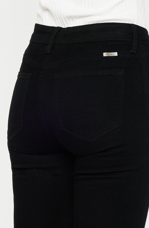 Kancan Ilene Mid Rise Flare Jeans In Black